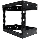 StarTech.com 8U Open Frame Wall Mount Equipment Rack - Adjustable Depth RK812WALLOA (Black)