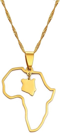 Esquema Mapa de África y mapa de Kenia Collares pendientes Mapa de