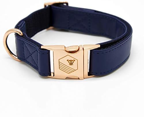 One Sweet Pup Dog Collar | Sizes for puppies and small, medium & large dogs | Rose Gold Quick Release Buckle | Midnight | M [30-50cm]