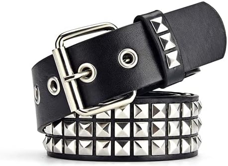 XZQTIVE Studded Belt Metal Punk Rock Rivet Belts for Women/Men