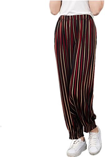 jidachuang Pants Ladies Loose Summer Stripe Trousers Harem Women High Waist Long Beach