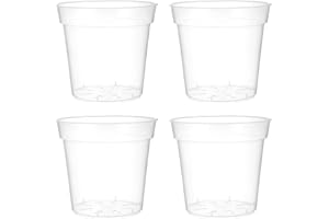 4 Pack Clear Nursery Pots,9Inch Reinforced Plant Pots with Drainage Holes,Sturdy Plastic Flower Pots,Seeding Pots,Orchid Pots