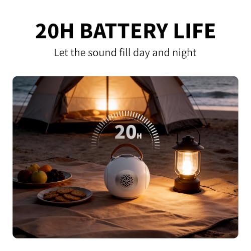 UB+ dB1 - Altavoz Bluetooth impermeable blanco | Altavoces portátiles con sonido Hi-Fi de 40 W, graves profundos, 20 horas de reproducción, resistente al agua IPX5 y TWS (blanco brillante)