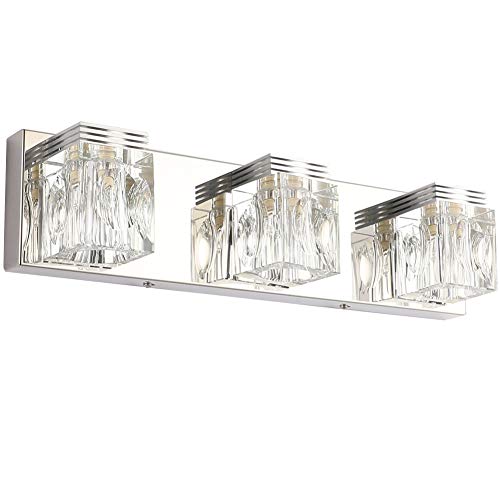 RALBAY LED Modern Bathroom Vanity Lights 3 Lights Crystal Glass