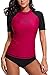 Anwell Womens UV Protection Short Raglan Sleeve Rash Guard UPF50+ Swim Shirt