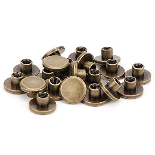HEEPDD Chicago Screws, 6.5mm Solid Brass Studs for Leather DIY Accessories Decoration Durable Nail Screw Cap for Handbags Durable Nail Screw Cap for Handbags