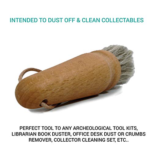 Valentino Garemi Collectables Dusting Brush - Horse Hair - Dust Cleaner & Aging Deposits Remover for Vintage or Antique Frames Toys Books Sculptures Pictures Coins Collections Sport Cards Equipment - Thumbnail 3