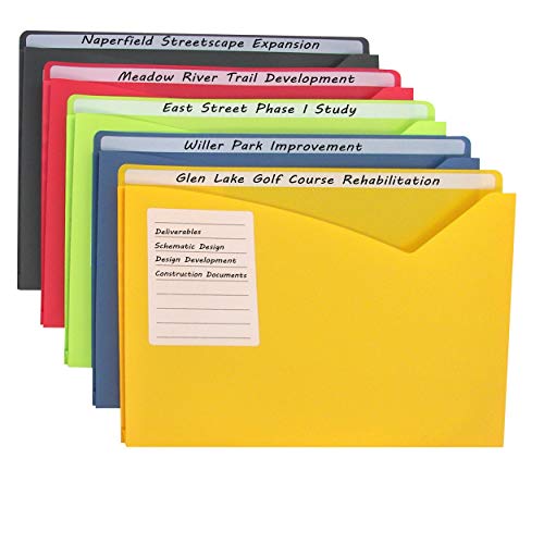 C-Line Write-On Poly File Jackets, Letter Size, Expands 1 Inch, Assorted Colors, 10 per Pack (63160) - Thumbnail 4