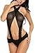 Avidlove Women Halter Lingerie Mesh Teddy Sleepwear Jumpsuit Lace Babydoll Black