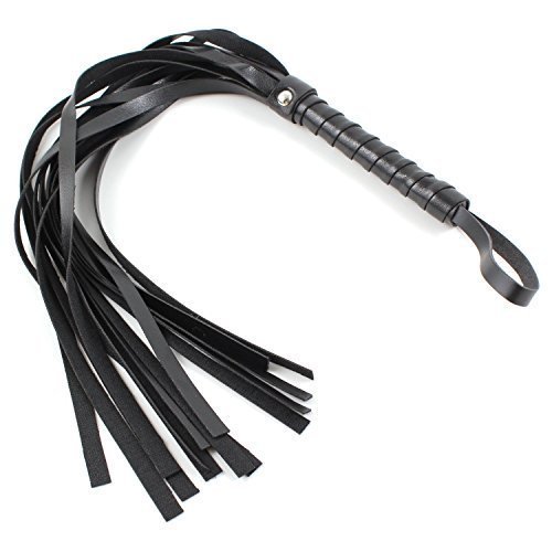 Sleeping Mask Plus Adjustable Fur Leather Handcuffs Whip Set (Black)