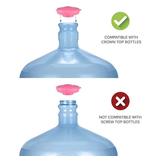 Brio Dew Cap Crown Top Replacement Cap - 4 Pack - 55mm Snap On Cap for Crown top lids for 3 & 5 Gallon Water Bottles (Pink) - Thumbnail 5
