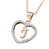 khkadiwb Necklaces, 26 Letters Alphabet A to Z Initial Cubic Zirconia Heart Pendant Women Necklace - Golden J