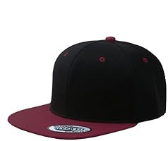 Cap911 Blank Adjustable Flat Bill Plain Snapback Hats Caps (All Colors) (One Size, Black/Burgundy)