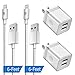 Phone Charger 6ft with Wall Plug (4in1 Pack), DENWAN 6-Foot Long Charging Cable and 2.1A/5V Dual Port USB Wall Block Cube Compatible with Phone XS/XR/X 8/7/6/Plus SE/5S/5C (UL Certified)