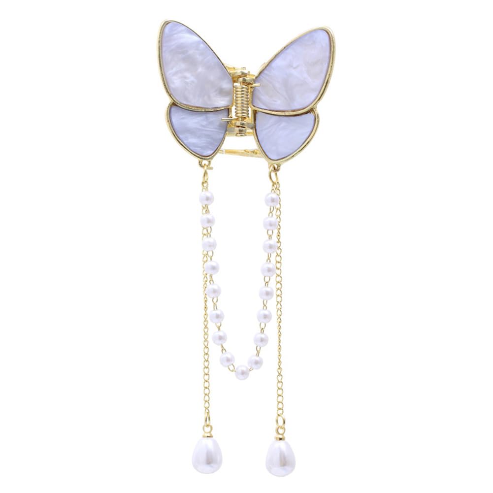 yangzerang Butterfly Hair Clips Butterfly Tassel Hair Clips Pearl Hair Claw Clamps Small Nonslip Gold Tone Hair Clamps Hair Accessories Hair Catch Clip for Women Thinner Thick Hair Styling
