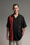 Mens Retro Bowling Shirt, BIG &amp; TALL. All size available Red &amp; Black