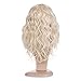 MelodySusie Mid Length Curly Wavy Wig for Women, 17 inches Hair Replacements Wig with Bang, Synthetic Fiber, Natural as Human Hair, for Halloween Party Cosplay Costume, Wig Cap Included, Light Blonde