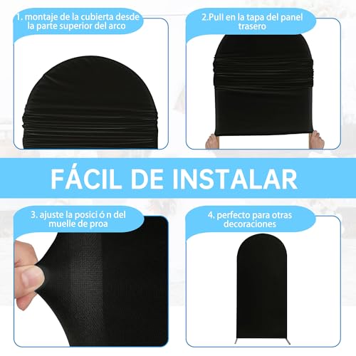 MEKOTRIN 3 Piezas de Fondo Cubierta de de Alta Elasticidad Espesar Fibra de Poliuretano Seda de Leche a Prueba de Decoloración para Fiestas de Boda (Negro, 4FT, 5FT, 6FT)