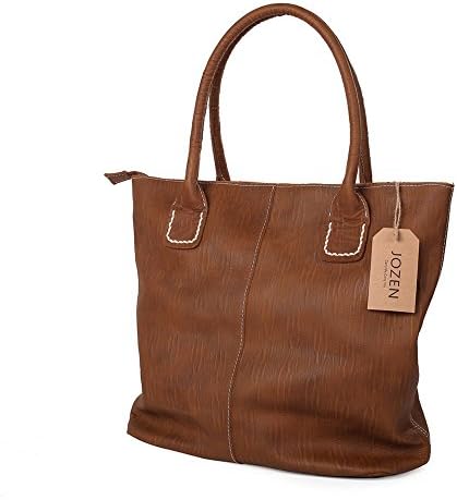 JOZEN Cowhide Handmade Huge Top-handle Tote Handbag For Women