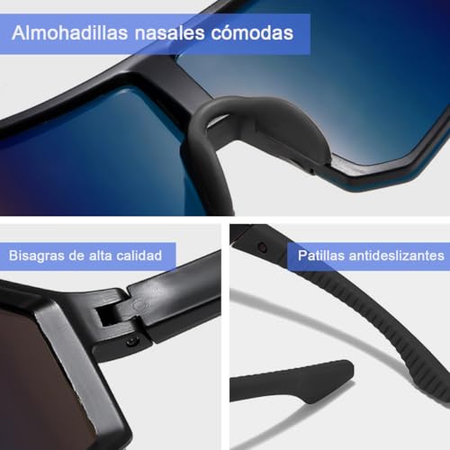 NIAWEA Gafas para Ciclismo,2pzs Gafas de Sol Deportivas Polarizadas, Lentes de Ciclismo, Alta Definición,Amplio Rango de Visión,Protección Uv400,Para Ciclismo,Pesca,Senderismo,Correr