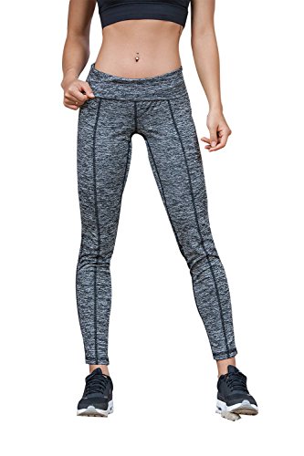 Womens Fashion Running Leggings Yoga Gym Pant With Woven Hollow Crossover Design (L, Gray)