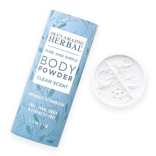 Body Powder for Men and Women, Dusting Powder, Foot Powder, Talc Free, Cornstarch Free, Clean Scent with Essential Oils of Lemongrass, Eucalyptus and Spearmint, Ora's Amazing Herbal