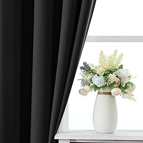 Arabest Blackout Curtain - 2 Piece Thermal Insulated Grommet Blackout Curtain Panel for Bedroom,Living Room (Black, 140 x 240 cm)