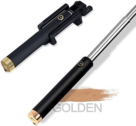 HWER 2015 New Version Wireless Bluetooth Selfie Stick Ultra Compact Foldable QuickSnap Pro Self-portrait Monopod Extendable with built-in Remote Shutter With Adjustable Phone Holder for iPhone 6, iPhone 6 Plus, iPhone 5 5s 5c and Android 4.2.2 above Smartphones£¬Bluetooth-Golden
