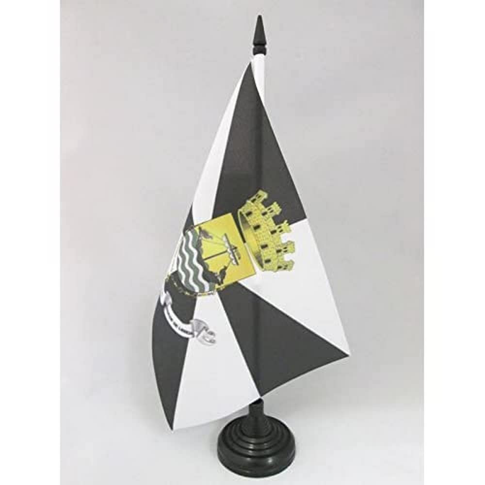 AZ FLAG Lisbon Table Flag 5'' x 8'' - Lisboa Office Decoration 100% Polyester 21 x 14 cm - Mini Desk Flag with Pole and Black Plastic Base