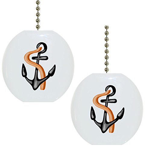 Set of 2 Anchor Nautical Solid Ceramic Fan Pulls