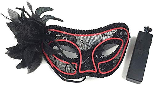 Black Masquerade Mask Stag Hen Party Ball Fancy Dress Masks Filigree Pink Led Crown Elegant Shiny Mask Costume for Party Halloween Carnival Fancy Party Light Up