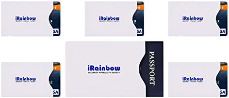 iRainbow RFID Blocking Sleeves (5 Credit Card Holders &amp; 1 Passport Protectors) Ultimate Premium Identity Theft Protection Sleeve Set for Men &amp; Women. Smart Slim Design perfectly fits Wallet / Purse.