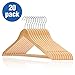 HKLIVE Natural Wooden Suit Hangers with Pants Bar Solid Wood Coat Hanger with 360 Degree Swivel Hook 20 Pack