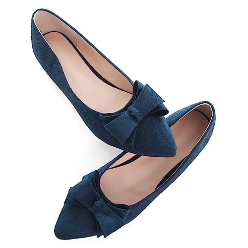 TN TANGNEST Women's Summer Dress Flats Bowknot Flats Blue 38-7.5 at Amazon