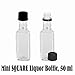 Mini SQUARE Plastic Alcohol 50ml Liquor Bottle Shots + Caps (12)