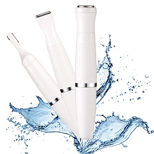 bikini trimmer for woman ladies razor electric shaver waterproof 3 in 1 palmperfect facial hair removal trimmer for bikini area legs underarms pubic hair,AA battery Powered,wet or dry use (white)