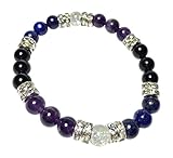 Guardian Lapis Lazuli, Amethyst, Obsidian, & Crystal Quartz Beaded Stretch Bracelet