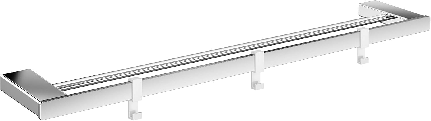 EMCO loft Double Bath Towel Rail 600 mm Plus 3 Hooks Chrome — image 1