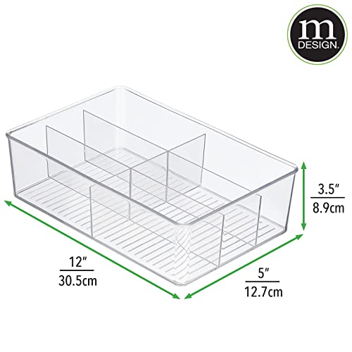 mDesign Plastic Kitchen Storage Organizer Bin Box, 6 Divided Sections for Pantry Shelves