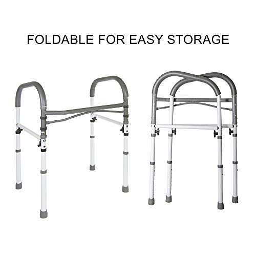 Vaunn Deluxe Folding Safety Toilet Rail, Adjustable and Foldable Toilet Safety Frame, Bathroom