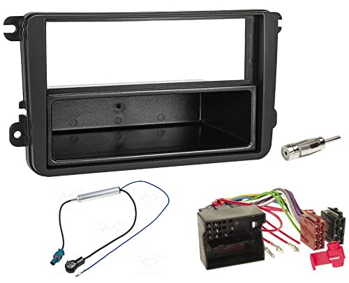 AudioPro Ject A123 Car Radio Installation Kit for VW Golf V, Touran, 3 °C, Caddy, EOS Skoda (Octavia), with Tray, Black