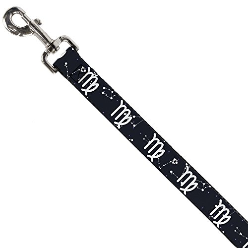 Buckle-Down DL-W32657-W  Zodiac Virgo Symbol/Constellations Black/White Pet Leash, 4' Long - 1.5" Wide