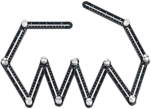 Multi Angle Measuring Ruler, 12-Sides Hole Locator Aluminum Alloy Universal Protractor, Adjustable Floor Tile Glass Woodworking Puncher