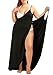 Fadalo Plus Size Spaghetti Strap Cover Up Beach Backless Wrap Long Dress (X-Large, Black)