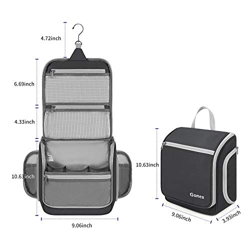 Gonex Hanging Toiletry Bag, Travel Organizer Bag for Makeup and Toiletries, Men and Women Black 3 Gonex Hanging Toiletry Bag, Travel Organizer Bag for Makeup and Toiletries, Men and Women Black