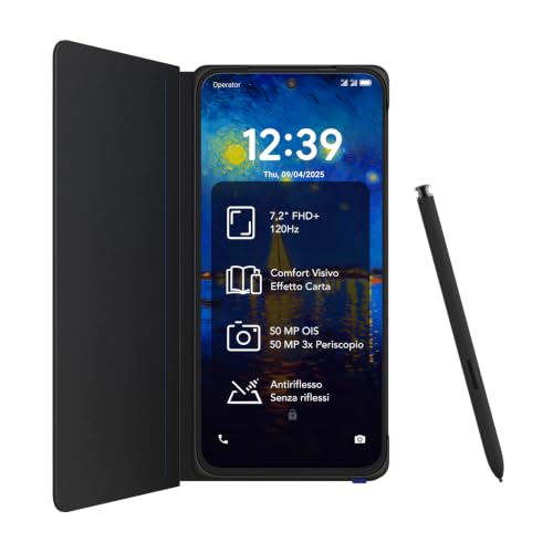 TCL NXTPAPER 60 Ultra 5G Android Smartphone,7.2 FHD+ 120Hz NXTPAPER Display,12GB RAM+512GB ROM,Eye Care Phone,Paper-like Display,Nebula Black,with Flip Cover and Stylus