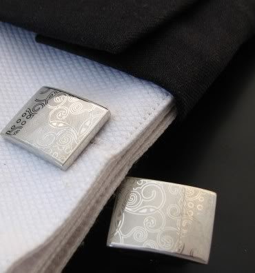 Flower Design Silver Brushed Cufflinks Cuff Links