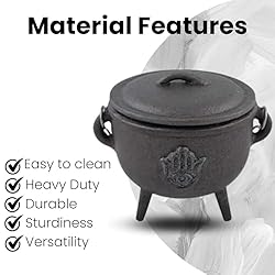 Cast Iron Cauldron with Lid and Carry Handle for