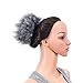 SWACC Afro Puff Drawstring Ponytail Kinky Curly Afro Clip on Updo Chignon Bun Hair Piece Extensions for African American Women Medium Size (Gray)