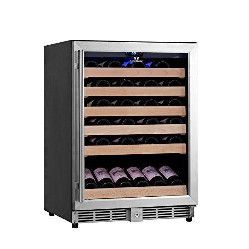 KingsBottle 46 Bottle Single Zone Wine Cooler, Stainless Steel with Glass Door